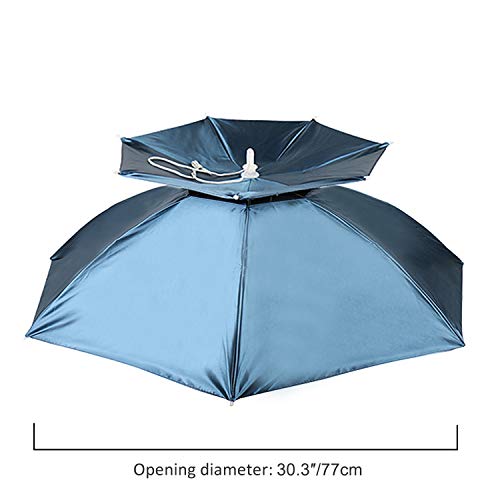 Hunter's Tail UV Umbrella Hat, with Umbrella Fishing Gardening Double Folded Umbrella Double Canopy Rubber Circle 77cm - Thumbnail 2