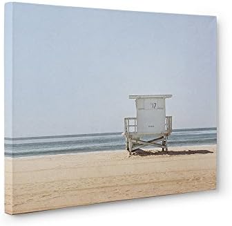 Large Canvas Print, Blue Venice Beach Wall Art, California Coastal Decor Picture, ‘Blue Lifeguard Tower’