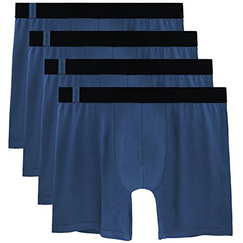 David Archy Men's 4 Pack Basic Modal Boxer Briefs(S, Blue-logo)
