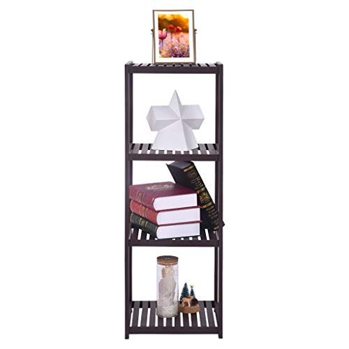 Oksale Bamboo Bathroom Shelf Bathroom Organizer Rack Wood Bathroom Corner Shelf, 4-Tier Narrow Shelving Unit Bathroom Towel Shelf Storage Stand, 38.6×13.8×13inch, USA Stock (Brown)