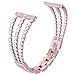TOYOUTHS Bling Bracelet Compatible with Fitbit Versa Bands for Women Stainless Steel Wristbands Replacement for Versa Lite Special Edition Metal Bangle Strap Accessories Rose Gold