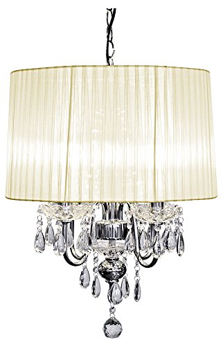 Beaumont 4 Light Chandelier, Glass, Cream