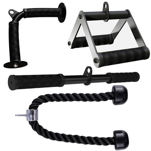 Fitarc Kabelmaschinen-Zubehör Set, Lat Pulldown Zubehör für Heimfitnessgeräte, Trizeps-Zuggriff für Heimfitness-Zubehör, Lat Pulldown Stange und Trizepsseil für Kabelmaschine
