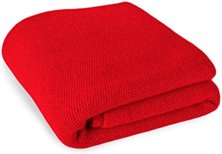 Love Cashmere 100% Cashmere Waffle Stitch Throw - Red - Double Size - Made to Order - Made in Scotland