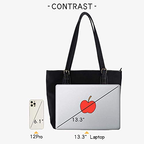 Large Nylon Tote Bags for Women，Women\'s Shoulder Handbags，Over the Shoulder Purse for Work (Dark Black)