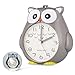 SkyNature Kids Alarm Clock,Owl Decor Clock with Night Light and Snooze,Silent Carbon Battery Operated Dual Alarm Clock for Boys, Teens, Students Bedroom - Gray