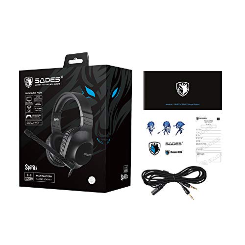 SADES Stereo Gaming Headset -Spirits- Headphones with Noise-Reduction Microphone & Control-Remote for PC Computers Laptop PS4 New Xbox One Cellphones Tablets - Black
