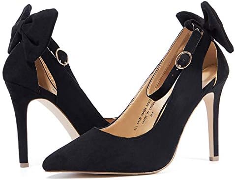 VANDIMI High Heels for Women Stiletto Pointed Toe Pumps Bowtie Back Ankle Buckle Strap Cut Out Party Dress Shoes