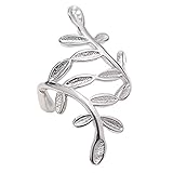 Helen de Lete Encircled Leaves Sterling Silver Open Ring Laurel Leaf Branch Adjustable Ring