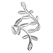 Helen de Lete Encircled Leaves Sterling Silver Open Ring Laurel Leaf Branch Adjustable Ring
