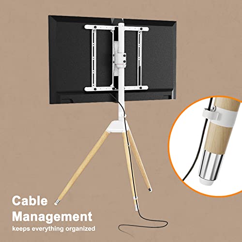 WORLDLIFT Tripod TV Floor Stand for Universal 32-60 Inch TVs,Height Adjustable Easel TV Stand Mount Height Adjustable with Swivel and Tilt,Max Load 35KG,White