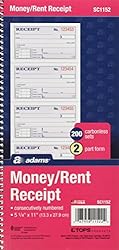 Adams Money and Rent Receipt Book, 2-Part