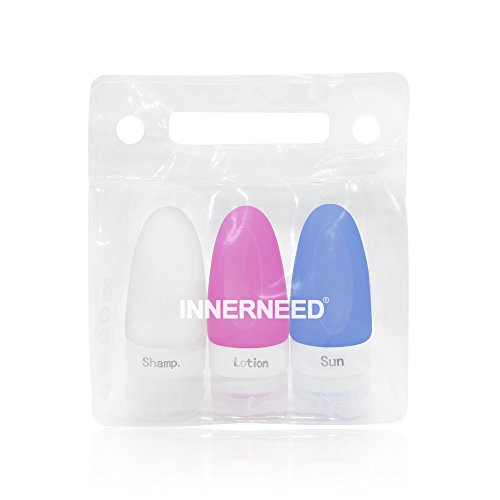 INNERNEED Portable Leakproof Silicone Travel Bottle Set Refillable Squeezable Bottle Labeled Container (1.25oz)