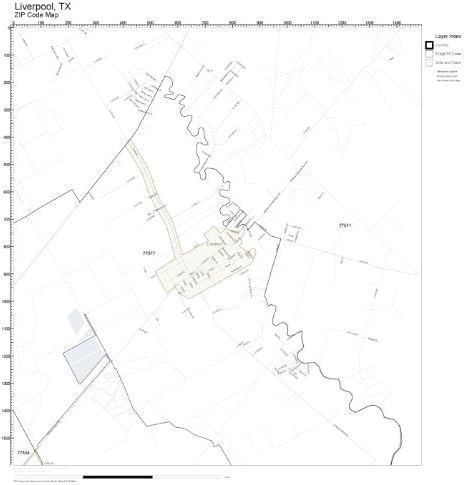 Amazon Com Zip Code Wall Map Of Liverpool Tx Zip Code Map Laminated Home Kitchen