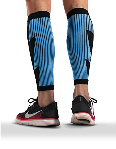 ActiveGear Calf Compression Sleeves for Men and Women to Improve Circulation and Recovery - Black/Blue L/XL (One Pair)