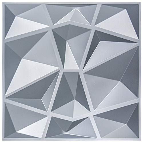 Art3d PVC Wandpaneele Strukturiertes 3D-Wanddesign Grauer Diamant 50x50cm