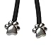 Pulleez Sliding Ponytail Holder, Silver Paw Metal Charms - Black Elastic Hair Tie Bracelet