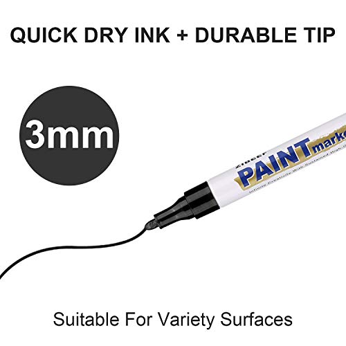 AVAVA Metallic Paint Markers Pens for Rocks,Ceramic,Metal, Glass,Halloween Pumpkin,Wood,Fabric,Plastic,Paper,Christmas DIY Art Crafts,Medium Tip with Quick Dry (3Black+ 3White)