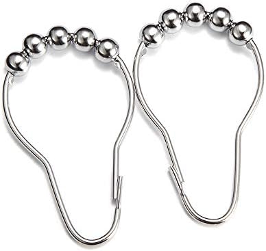 Xugoly 0521 Shower Curtain Rings Hooks, 8 x 2 x 0.5 inches, Chrome