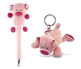Puzzled Pig Plush Pen and Keychain - Animals Theme - Set of 2 - Unique and Useful Gift and Souvenir - Item #K5536-5836