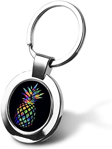 Circle Blank Zinc Alloy Conjoined Key Chain, Simple Round Shape for Daily Use , Creative Small Gift for Business Advertisement Tag, Support customized - Pineapple