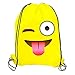 Emoji Gift Bags for Kids - Drawstring Backpack (12-Pack) - Cute, Fun Emoji Party Supplies and Favors - Tough Nylon, Washable, Long-Lasting Material - 16 X 13 Inches by LiveEco