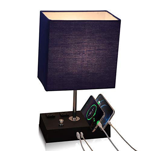 Fully Dimmable Table Lamp for Bedroom Living Room Dual USB Port