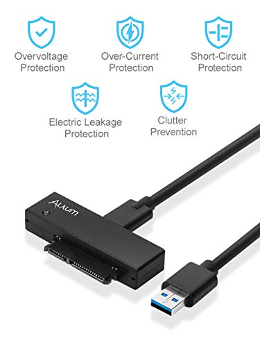 Alxum USB 3.0 to SATA Converter Cable for 2.5 & 3.5 inches SSD HDD, Hard Drive Adapter with 12V 2A Power Adapter and USB 3.0 Cable Included