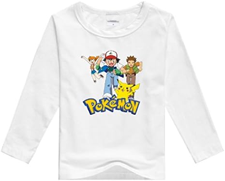 Natty Sweeties Baby Toddler kid's Pokemon Go Long Sleeve T shirt Unisex (8 years, Ash white)