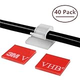 Cable Clips 40pcs with Strong Adhesive Tapes 50pcs,Wire Holder Organizer Cord Management for Car, Office and Home -Natural04-by Yolice