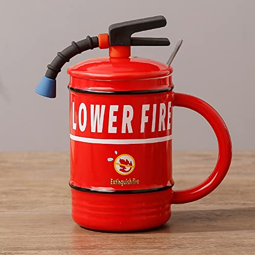 Oidium Creative Ceramic Mug, Shaped Like a Small Fire Extinguisher,Funny Mugs For Her,Gift for Friends,Her, Wife, Mom, Daughter, Sister, Aunt,Ceramic Coffee Cups 16oz (Red)
