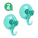 Luxear Shower Suction Cup Hooks Kitchen Wall Towel Hook Vacuum Power Lock Plastic Suction Cups Hanger Hooks for Bathroom Office Car Loofah Sponge Coat Key Caps - 2 Pack, Lightseagreen
