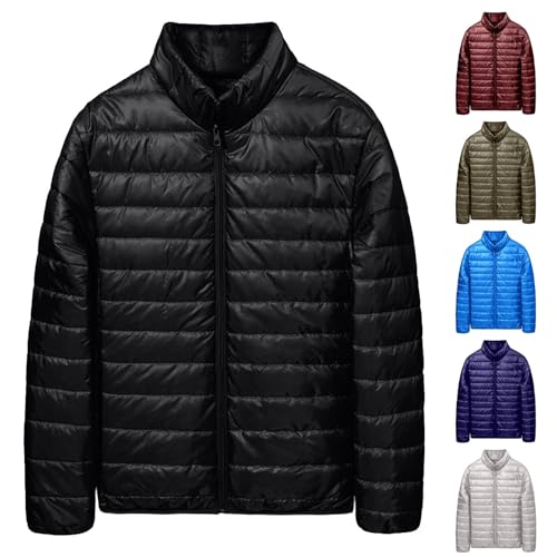 Women'S Down Jacket Full Zipper Stand Collar Lightweight Winter Jacket Quilted Padded Puffer Short Coat Oversized Without Hooded Black M