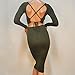 Wowowdress Womens Sexy Bandage Long Sleeve 2 Piece Backless Party Evening Dress(M)