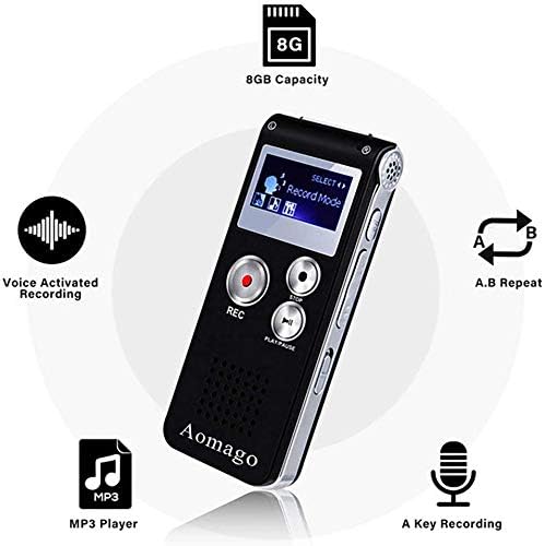 Aomago voice activated recorder with mark and repeat feature, priced at $26.99.