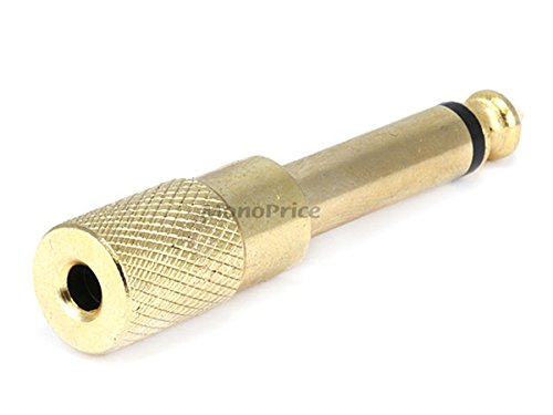 Monoprice Metal 6.35mm (1/4 Inch) Mono Plug to 3.5mm Stereo Jack Adaptor - Gold Plated