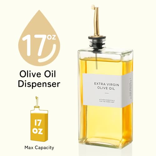 VINATO 2 Pieces 500 ml Glass Oil Bottle, with Funnel*1, Labels*36, Oil and Vinegar Bottle Oil Refillable for Kitchen and Bar