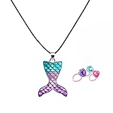 IDOXE Mermaid Jewelry for Girls Little Girls Fish Tail Pendant Necklace for Kids Jewelry in Party Favors Gift