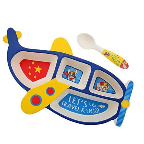 Instabuyz Bamboo Fiber Crockery 2pc Set with Spoon & Plate