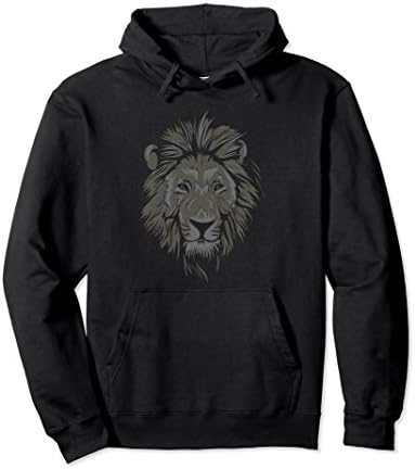 Unisex Lion Hoodie- Lion Face Hoodie Large Black