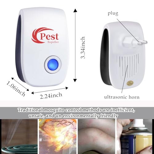 Ultrasonic Pest Repeller, 6 Pack Electronic Pest Control Repeller, Ultrasonic Mosquito Repellent for Anti Mosquitos, Flies, Mice, Cockroaches, Spiders, Rodents