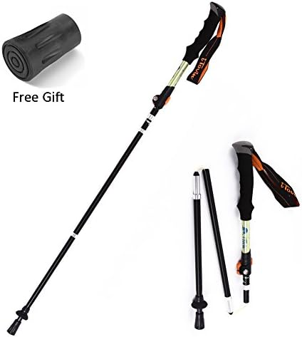 Collapsible Trekking Poles Adjustable 47" to 53" Long, Folded to 14.5", Weighs 0.65 lb, 1- Year Warranty (Black 1 pc)
