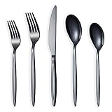 20 Piece Black Silverware Set, Stainless Steel