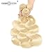 FASHION QUEEN Hair 613 Blonde Hair Bundles, Silk Body Wave Brazilian Virgin Hair, Honey Blonde Unprocessed Human Hair Weave 1 Bundle 100g 21 Inch