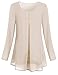 Cestyle Tunics for Women to Wear with Leggings, Ladies Peasant Blouses Tiered Chiffon Long Sleeve Tunic Maternity Trapeze Pintucked Comfy Casual Wear Cozy Swing Shirt Form Fitting Beige XL