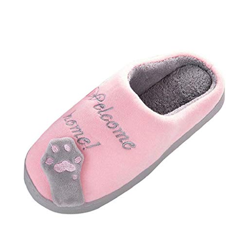 Couple Women Cartoon Cat Winter Home Faux Fur Casual Slippers Keep Warm Loafers Non-Slip Indoors Antiskid Soft Comfy Bedroom Floor Shoes