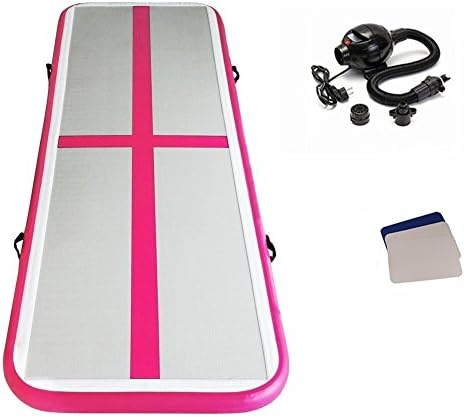 Gutlucky Inflatable Tumbling Gymnastic Air floor Mat Track Cheerleading for Home Use/Cheerleading/Beach/Park and Water (Pink)