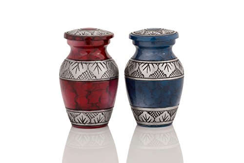 Enshrined Memorials Cremation Urn for Ashes by Electra Series Large Human Adult Handcrafted Brass Aluminum Quality Affordable for Funeral Engraving Design (Blue Cloud, Adult with Keepsake)