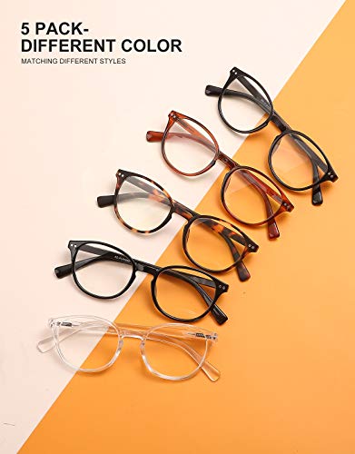 SKYWAY 5 Pack Reading Glasses Blue Light Blocking, Stylish Eyeglasses Women Men （+3.0）
