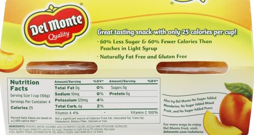 DEL MONTE, DICED PEACHES, 3.75 OZ, 4 CT